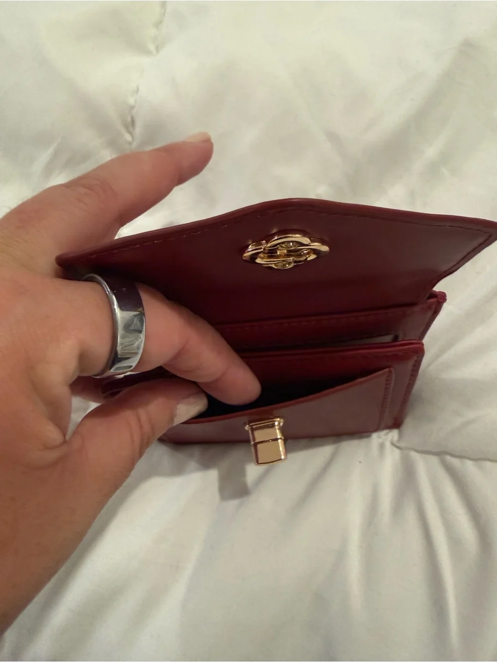 Red Leather Compact Wallet